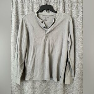 American Eagle - Grey Waffle Knit Quarter Button Long Sleeve